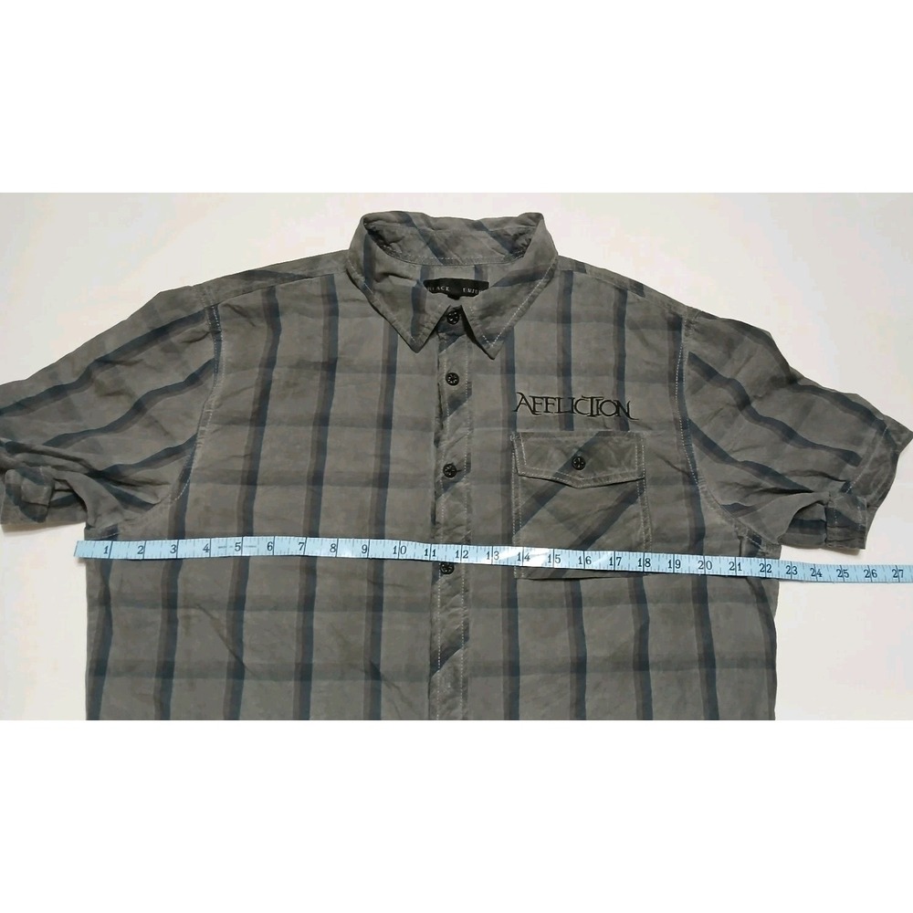 Affliction Black Premium Mens Short Sleeve Button Shirt Embroidered Cross Medium - Picture 7 of 8